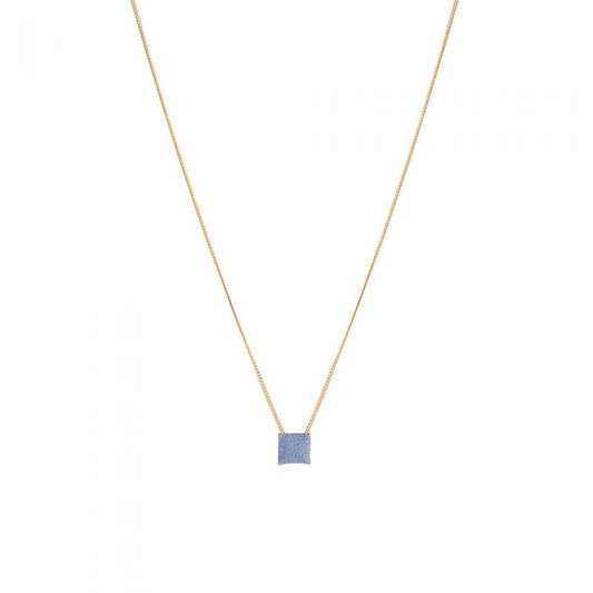 Jolie necklace in silver with small square pendant with micro diamonds (gold-plated) | Rebecca | Luby 