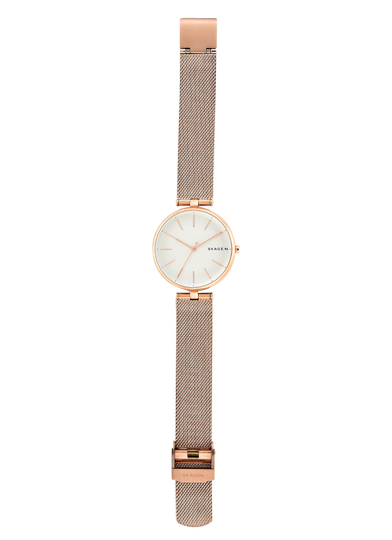 Signatur T-Bar Mesh Watch (Rose-Gold) | Skagen | Luby 