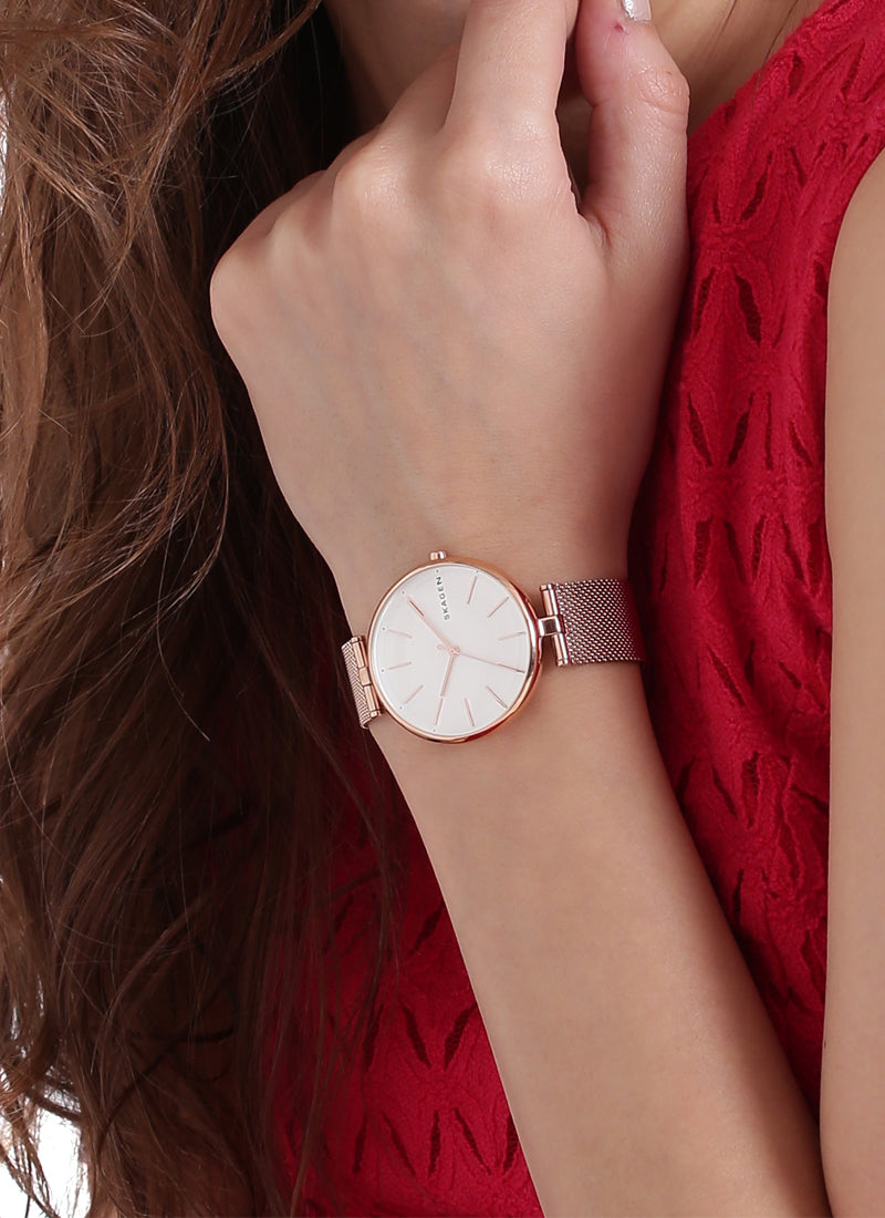 Signatur T-Bar Mesh Watch (Rose-Gold) | Skagen | Luby 