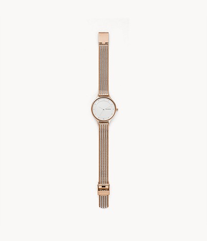 Anita Ripple Mesh Watch (Silver/Rose-Gold) | Skagen | Luby 