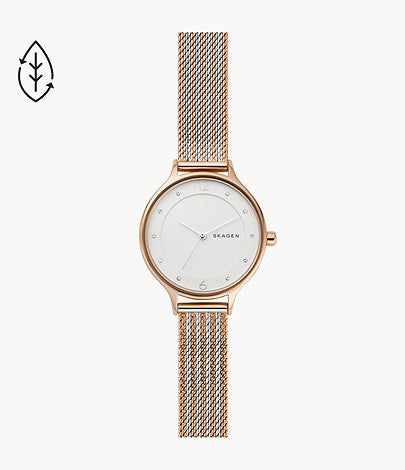 Anita Ripple Mesh Watch (Silver/Rose-Gold) | Skagen | Luby 