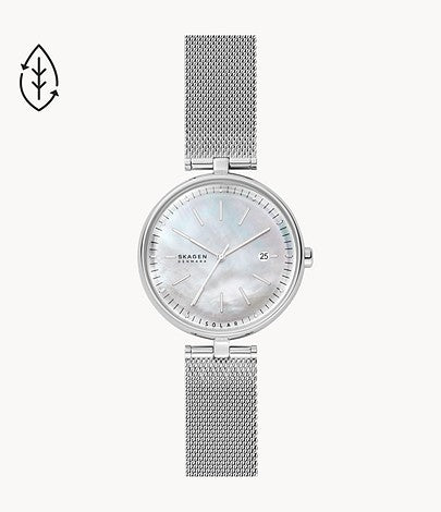 Karolina Solar-Powered Mesh Watch (Silver) | Skagen | Luby 