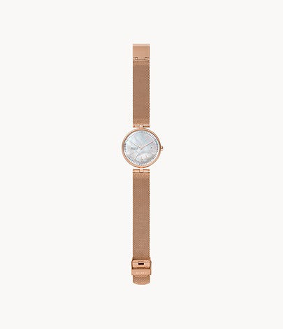 Karolina Solar-Powered Mesh Watch (Rose-Gold) | Skagen | Luby 