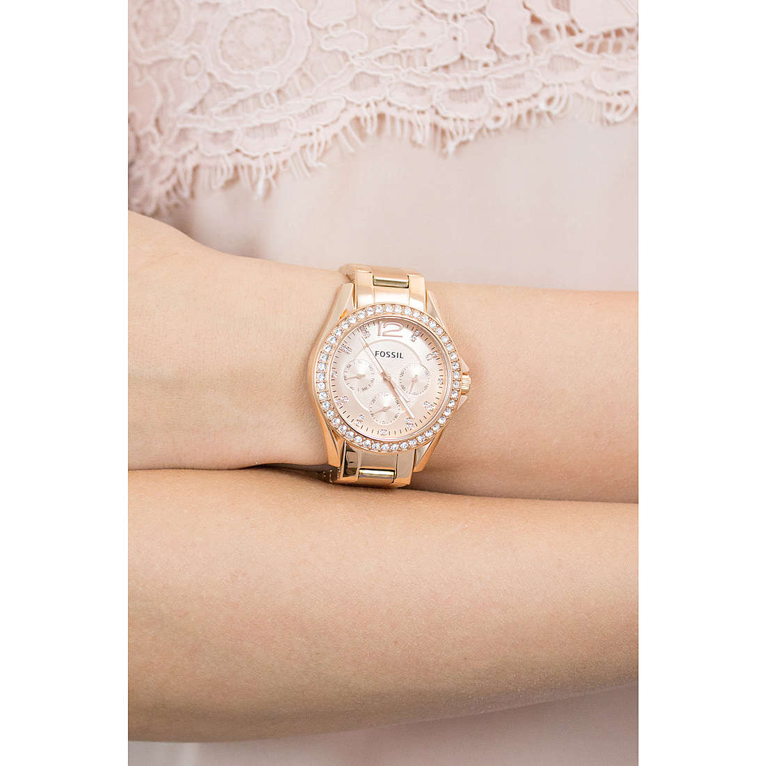 Riley Multifunction Rose-Tone Stainless Steel Watch | Fossil | Luby 