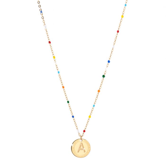 My Name Necklace With Multicolor Enamel | Rebecca | Luby 