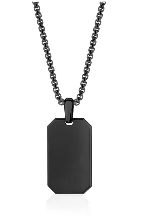 Matte Dog Tag Pendant Necklace | ARZ Steel | Luby 