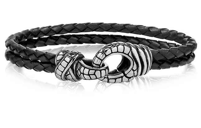 Double-Row Leather Steel Bracelet | ARZ Steel | Luby 