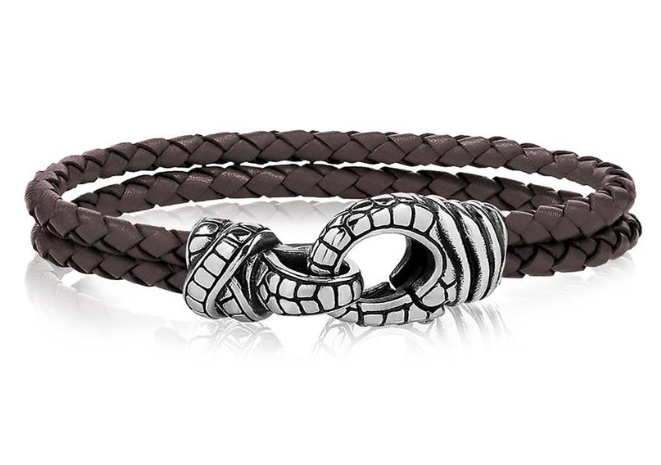 Double-Row Leather Steel Bracelet | ARZ Steel | Luby 