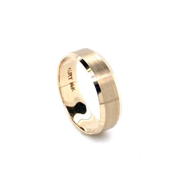 Faceted Matte Gold Men Wedding Band | Luby Gold Collection | Luby 