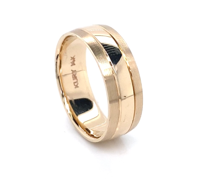 14K Striped Gold Men Wedding Band | Luby Gold Collection | Luby 