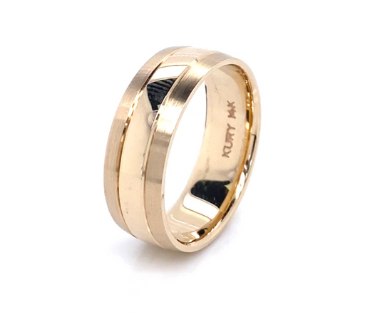 14K Striped Gold Men Wedding Band | Luby Gold Collection | Luby 