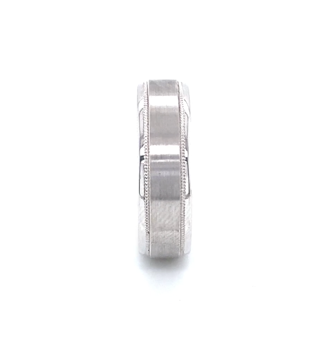 Thin Matte White Gold Men Wedding Band | Luby Gold Collection | Luby 