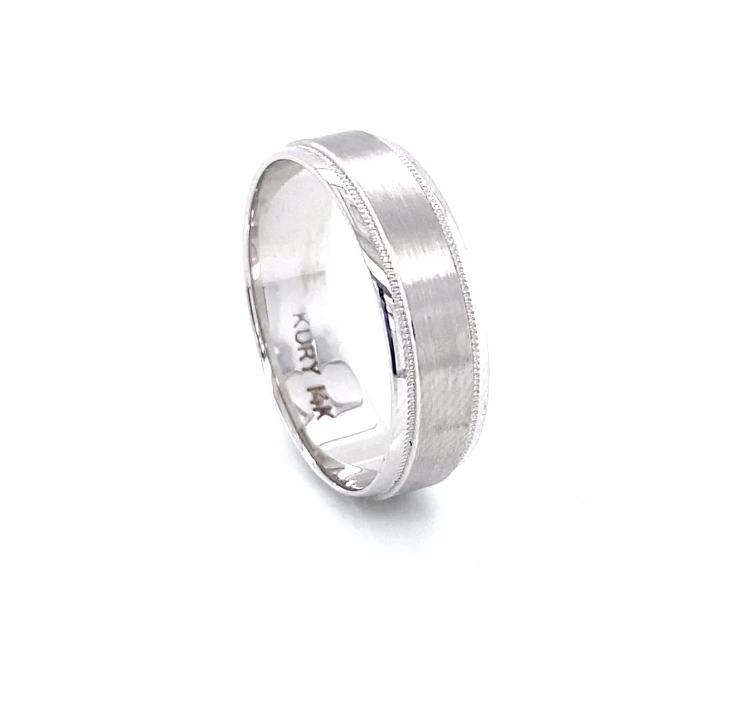 Thin Matte White Gold Men Wedding Band | Luby Gold Collection | Luby 