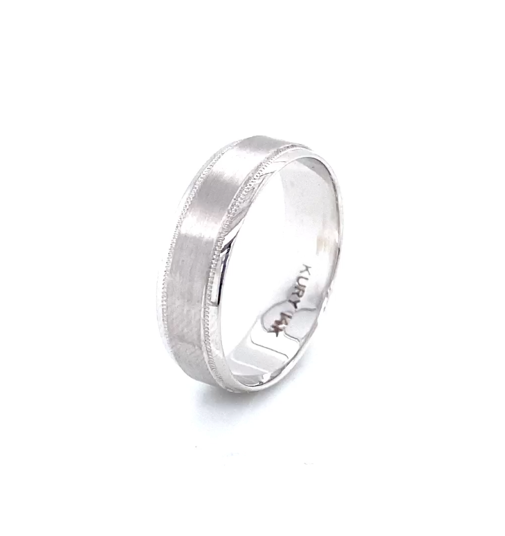 Thin Matte White Gold Men Wedding Band | Luby Gold Collection | Luby 