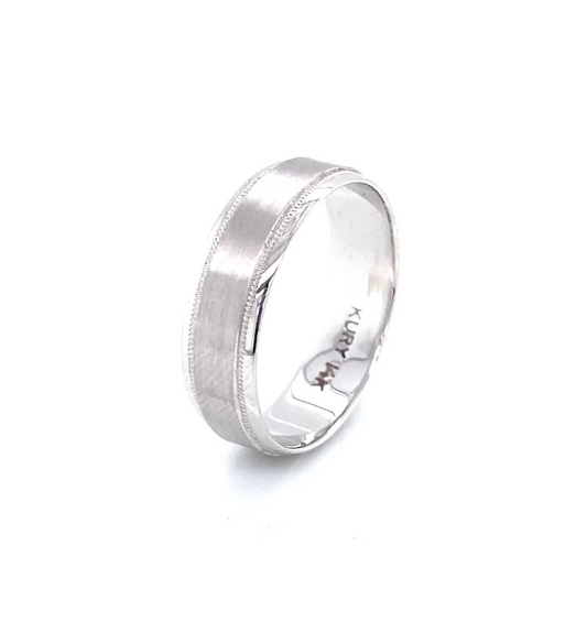Thin Matte White Gold Men Wedding Band | Luby Gold Collection | Luby 