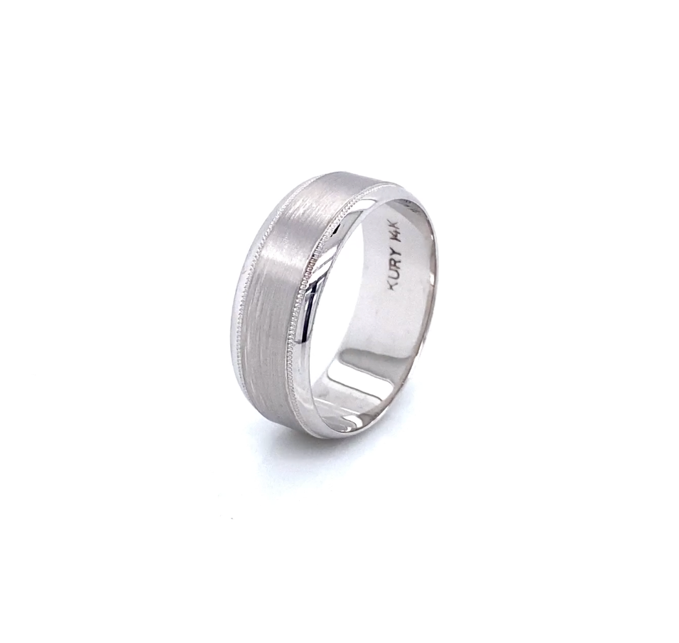 14K Wide Matte White Gold Men Wedding Band | Luby Gold Collection | Luby 