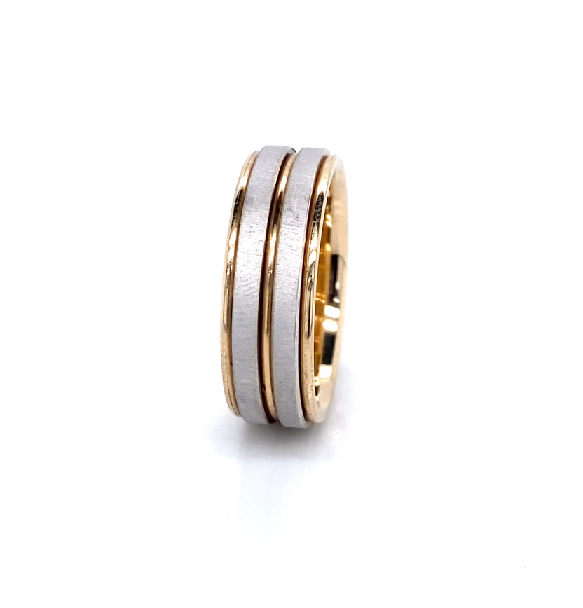 14K Matte Two-Tone Men Wedding Band | Luby Gold Collection | Luby 