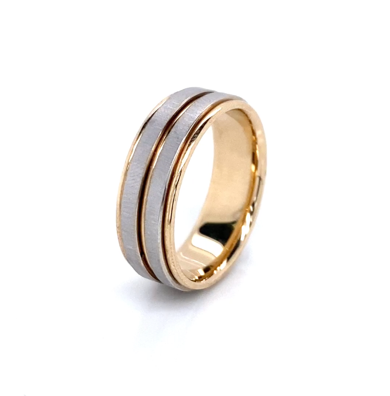 14K Matte Two-Tone Men Wedding Band | Luby Gold Collection | Luby 