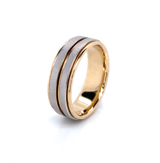 14K Matte Two-Tone Men Wedding Band | Luby Gold Collection | Luby 