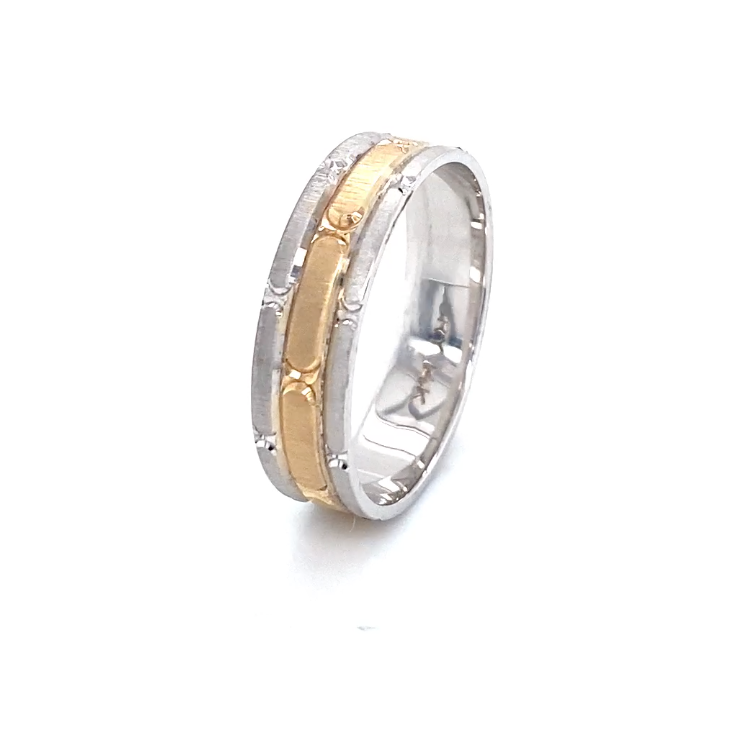 14K Matte Two-Tone Gold Men Wedding Band | Luby Gold Collection | Luby 