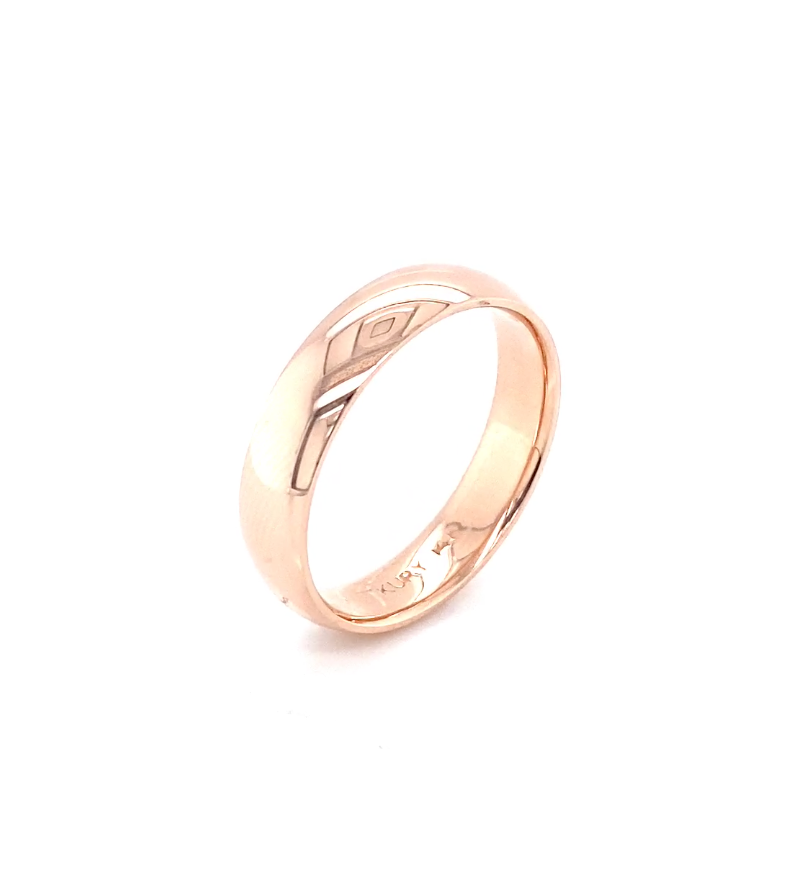 Alianza de boda para hombre de oro rosa fino simple de 14 quilates
