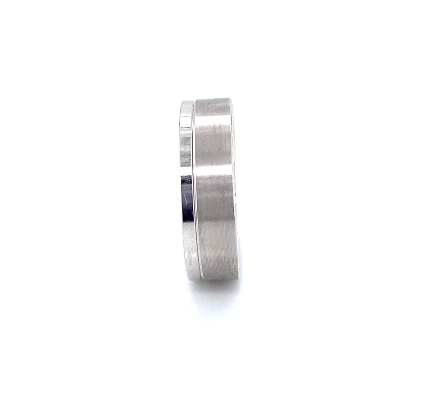 14K Wide-Striped Matte White Gold Men Wedding Band | Luby Gold Collection | Luby 
