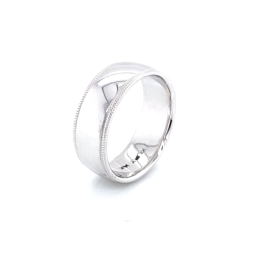 Alianza de oro blanco brillante de 14 quilates para hombre