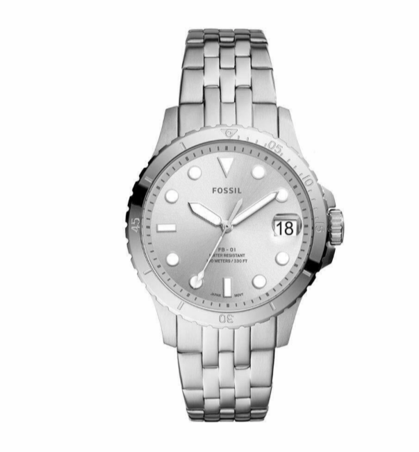 Three-Hand Date Stainless Steel Watch | Fossil | Luby 