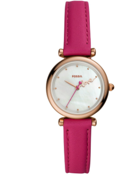 Carlie Mini Watch (Fuchsia/Rose-Gold) | Fossil | Luby 