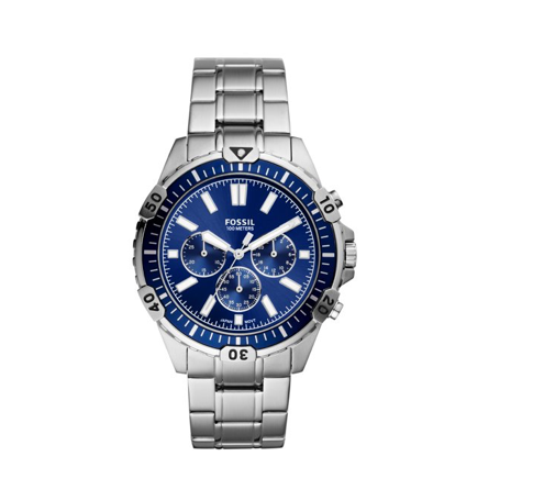 Garret Chronograph Watch (Silver/Blue) | Fossil | Luby 