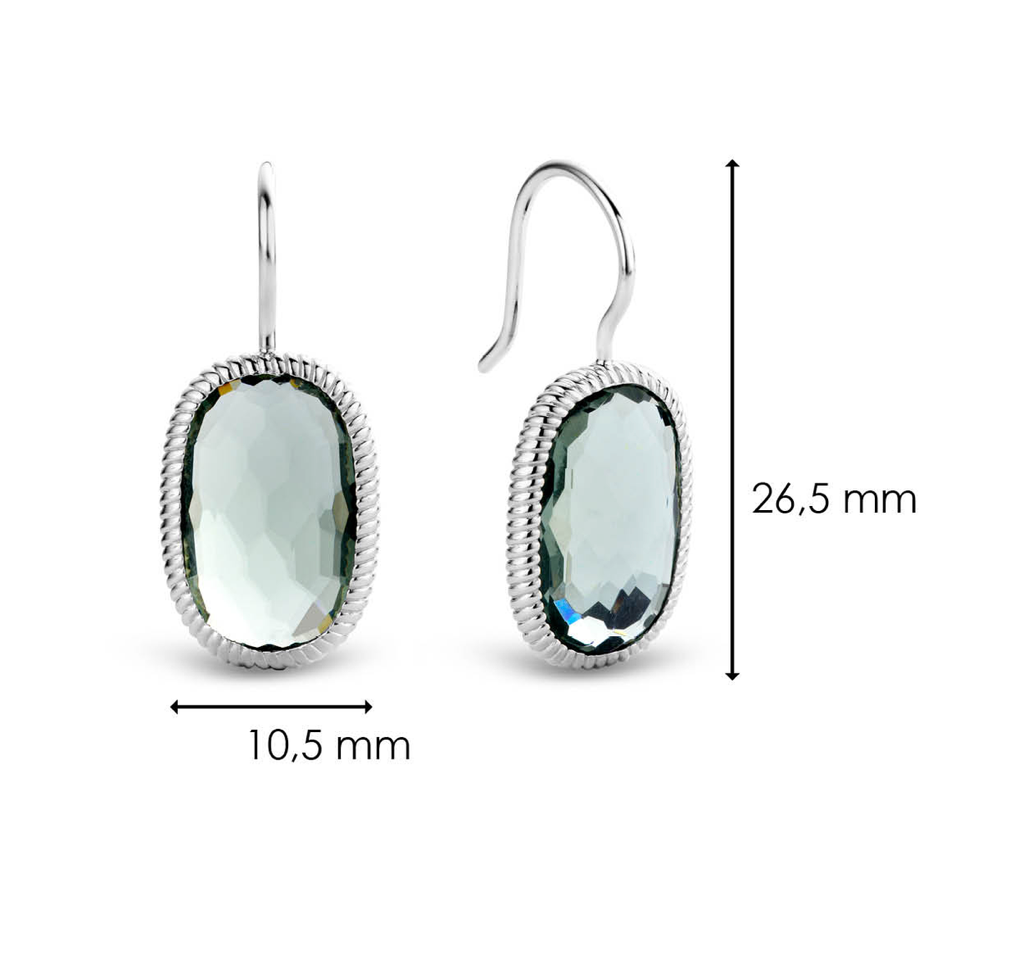GRAY-GREEN RECTANGULAR FACETTED STONE EARRINGS | Ti Sento Milano | Luby 