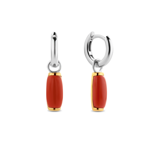 SKINNY CORAL TWO-TONED EARRINGS | Ti Sento Milano | Luby 
