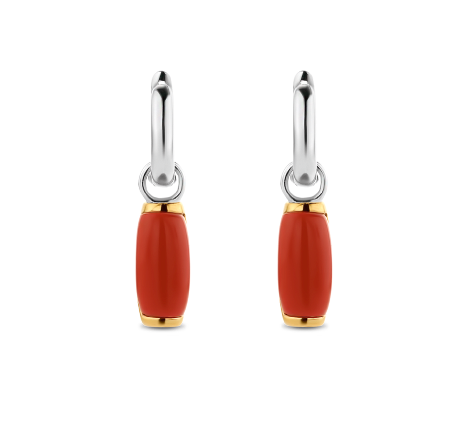 SKINNY CORAL TWO-TONED EARRINGS | Ti Sento Milano | Luby 
