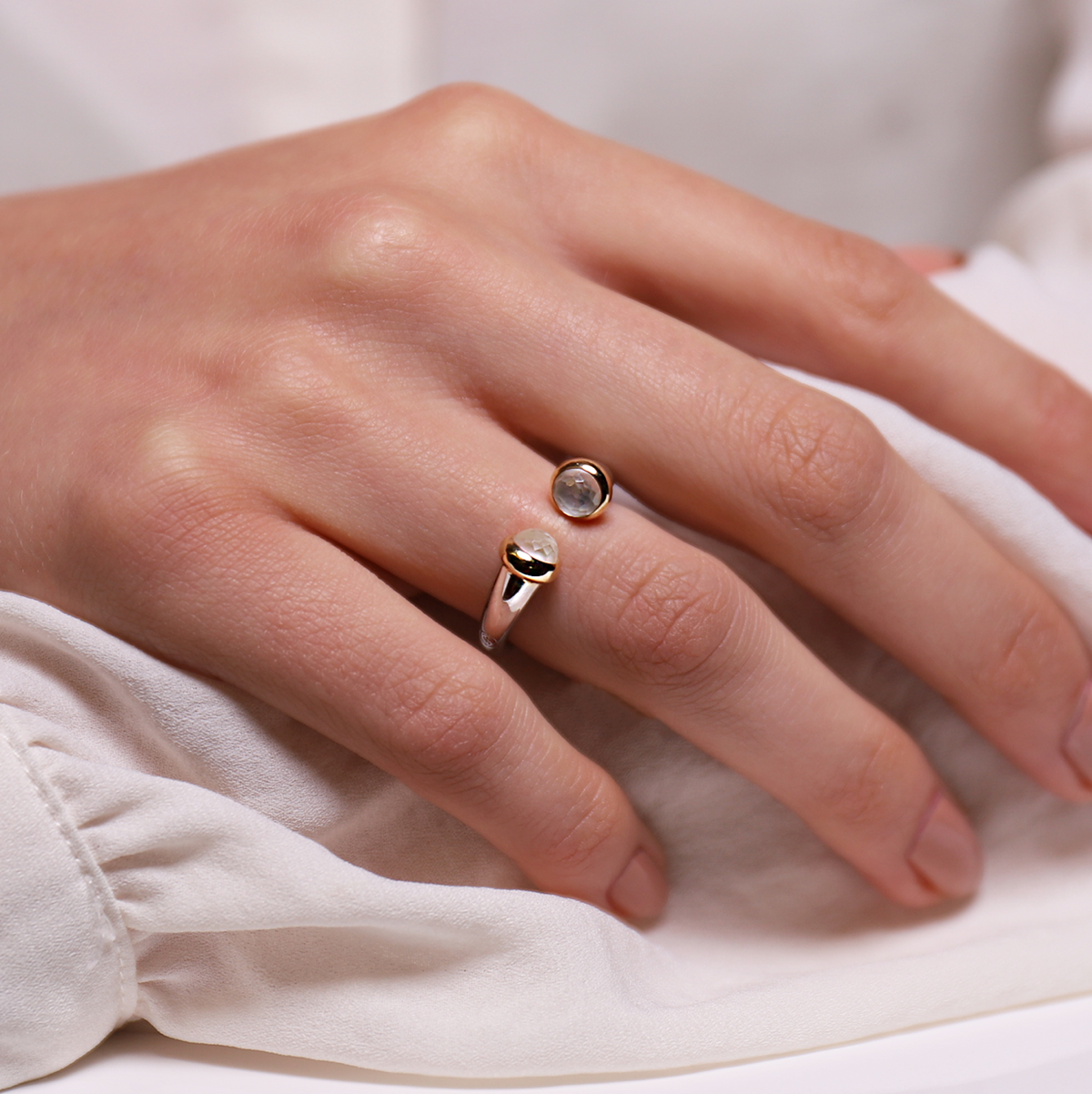 DOUBLE STONE TWO-TONE RING | Ti Sento Milano | Luby 