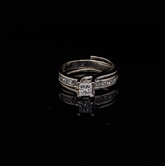 14k Diamond Princess Cut Diamonds Insert Engagement Ring Set | Luby Diamond Collection | Luby 