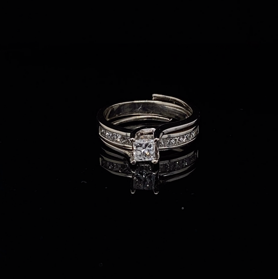 14k Diamond Princess Cut Diamonds Insert Engagement Ring Set