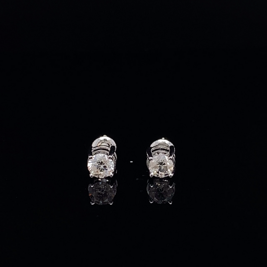 14k Diamond White Gold 0.50ct Diamonds Round Cut Stud Earrings | Luby Diamond Collection | Luby 