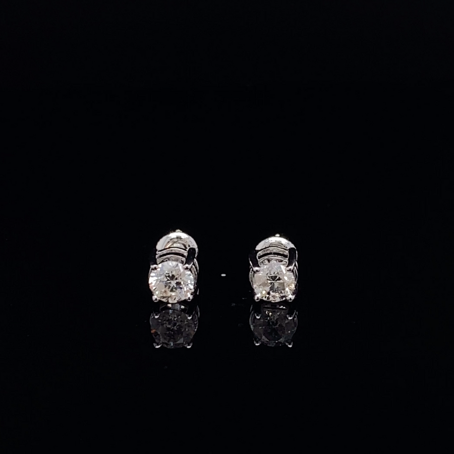 14k Diamond White Gold 0.50ct Diamonds Round Cut Stud Earrings