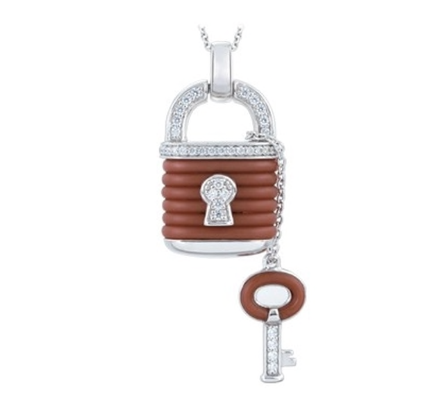 Belle Etoile Lock Pendant Brown Rubber | Belle E'toile | Luby 