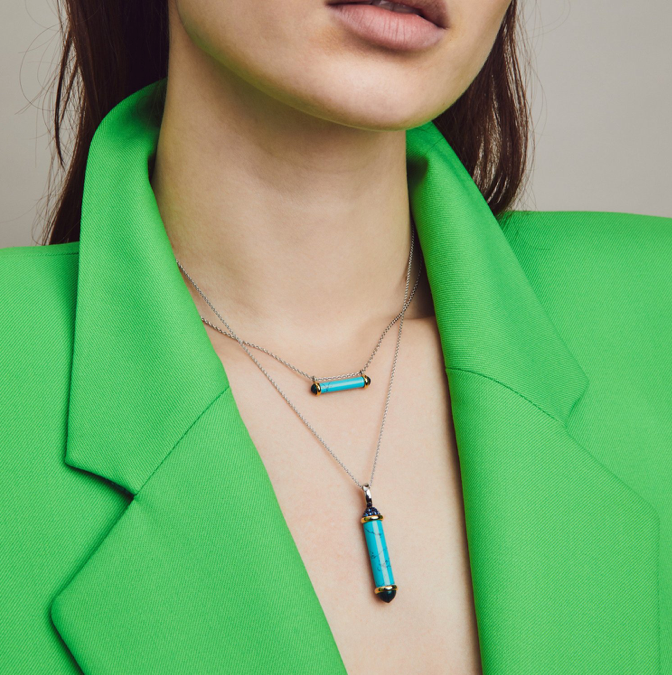 Turquoise Blue Tube-shaped stone | Ti Sento Milano | Luby 