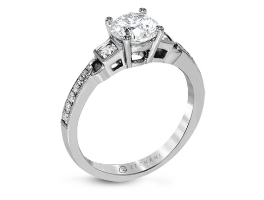 Zeghani The Three Stone Trinity Engagement 14K Withe Gold | Zeghani | Luby 