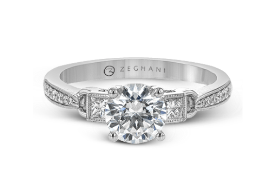 Zeghani The Three Stone Trinity Engagement 14K Withe Gold | Zeghani | Luby 