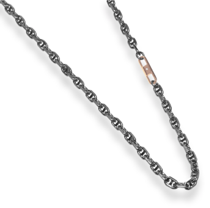 SILVER AND RUTHENIUM NECKLACE WITH ROSE-GOLD PLATED ELEMENT | BORSARI | Luby 