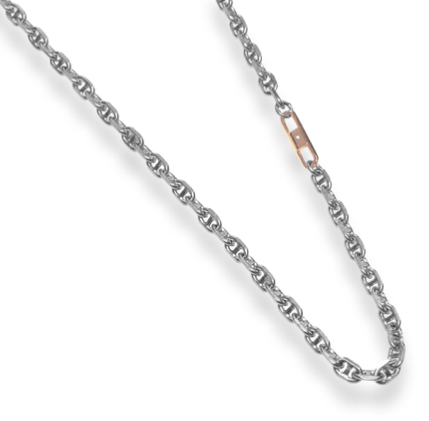 RHODIUM SILVER NECKLACE WITH ROSE-GOLD PLATED ELEMENT | BORSARI | Luby 