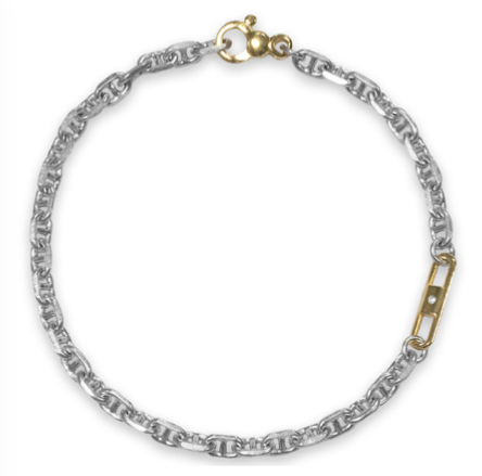 RHODIUM SILVER BRACELET WITH YELLOW-GOLD PLATED ELEMENT | BORSARI | Luby 