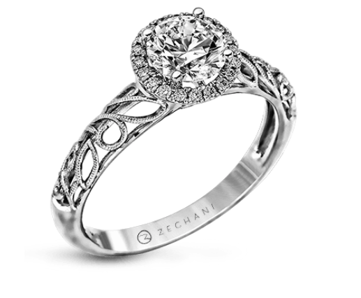 Zeghani 14k Diamond The Halo Crown Engagement Ring | Zeghani | Luby 