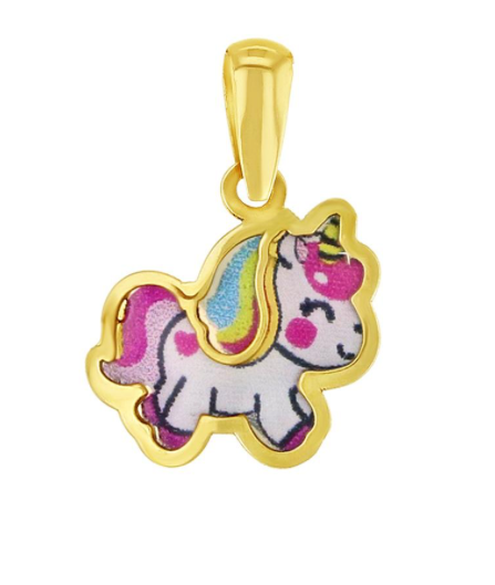 WHITE ENAMEL UNICORN PENDANT | Children Collection | Luby 