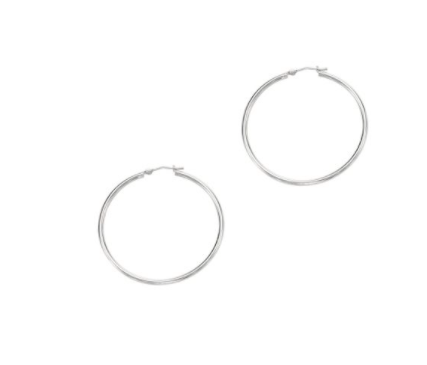 14K White Gold 2x40mm Hoops | Luby Gold Collection | Luby 