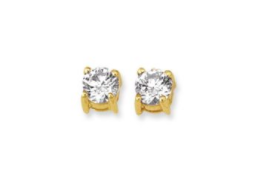 White Round CZ Stud Earring | Luby Gold Collection | Luby 