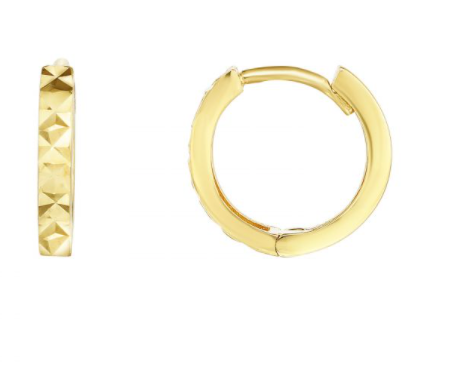 14K Gold Diamond Cut Huggie Earring | Luby Gold Collection | Luby 